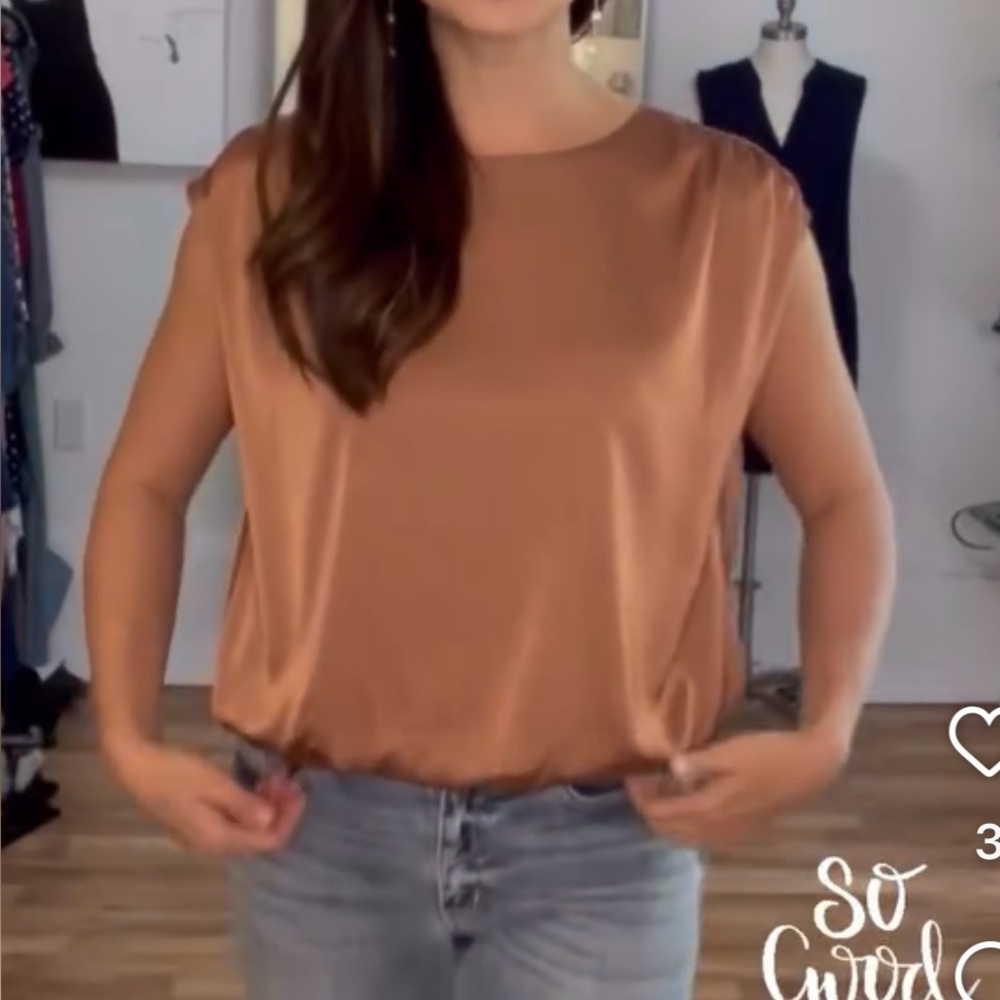 Naked Zebra Satin Top Bronze Copper Small NWT